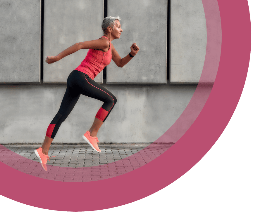 woman running image has pink border