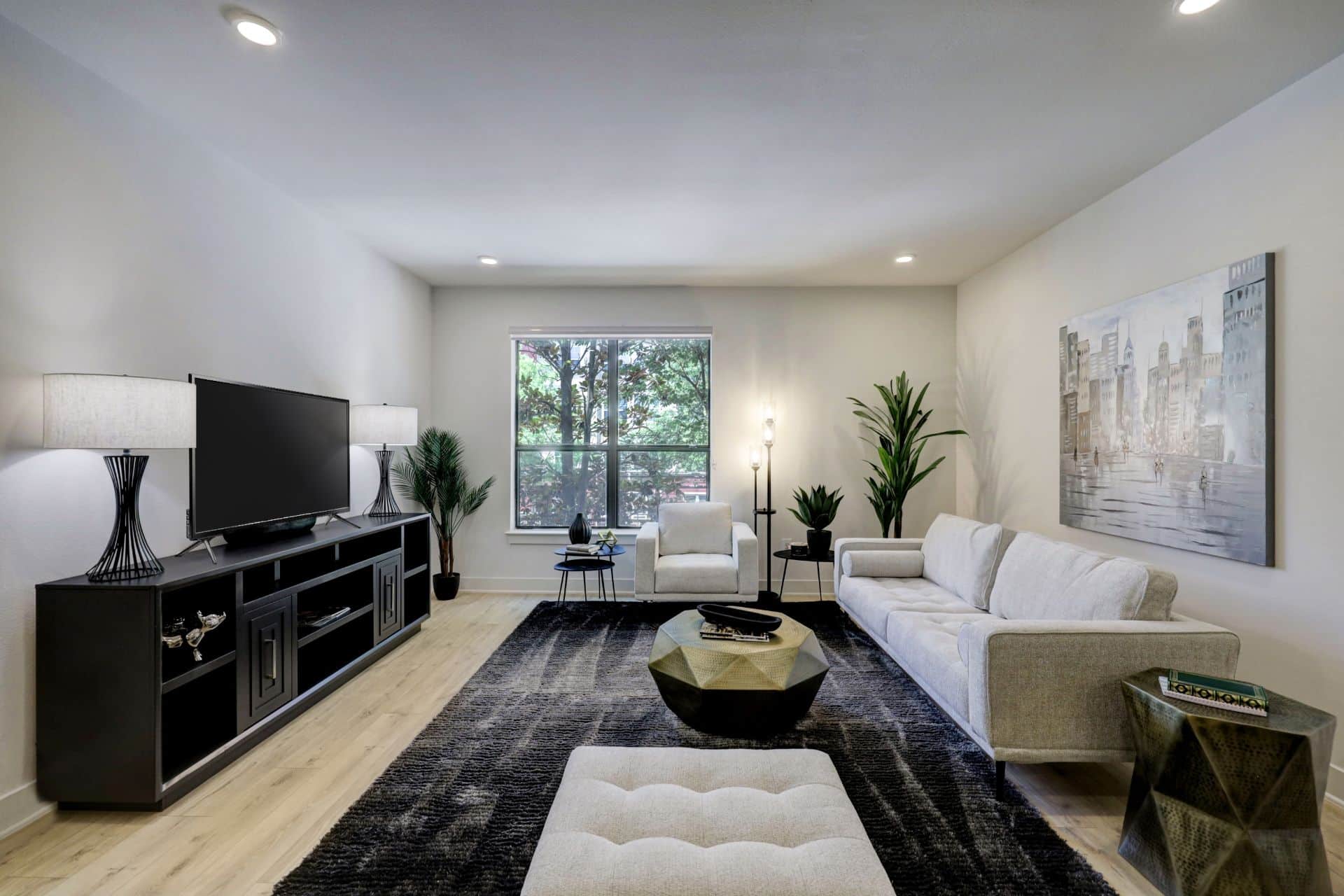 Designer furnished living room US Bayou